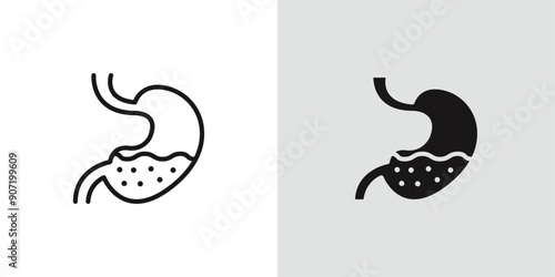 Stomach icon Black line art vector logo set