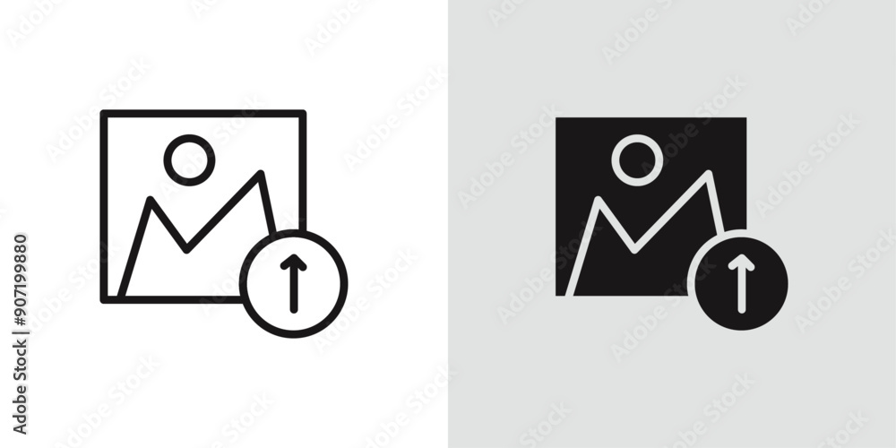Upload photo icon Black line art vector logo set Upload photo icon Black line art vector logo set