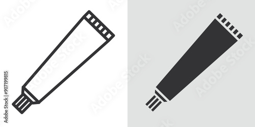 Toothpaste tube icon Black line art vector logo set