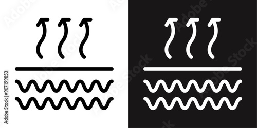 Underfloor heating icon Black line art vector logo set