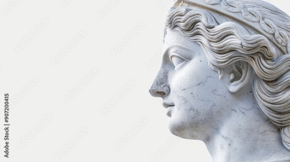 A statue of a woman with a crown on her head A statue of a woman with a crown on her head