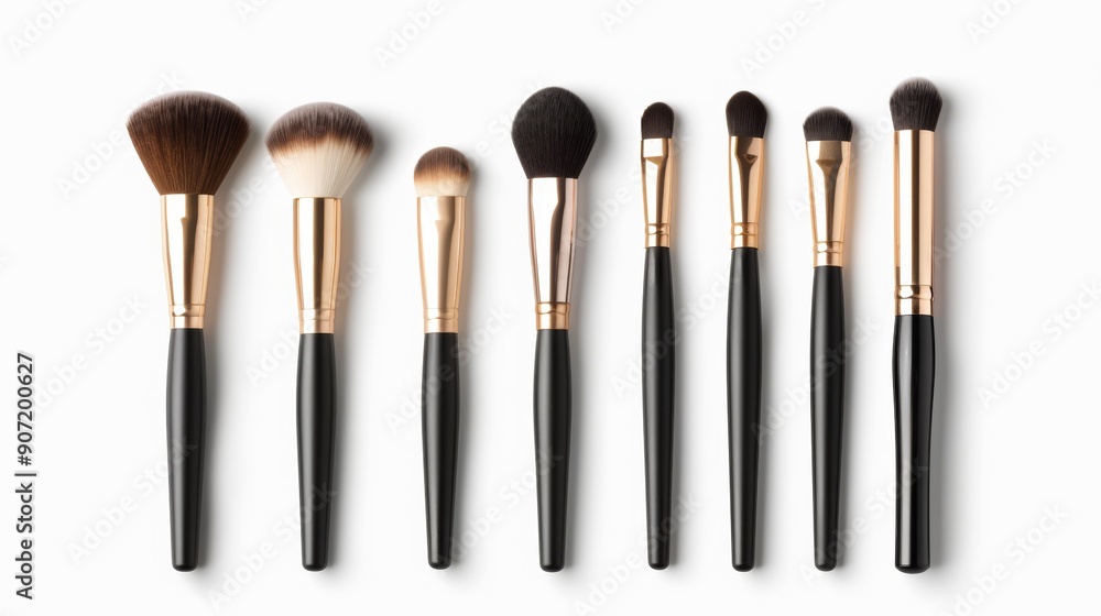 A close up of a set of makeup brushes A close up of a set of makeup brushes