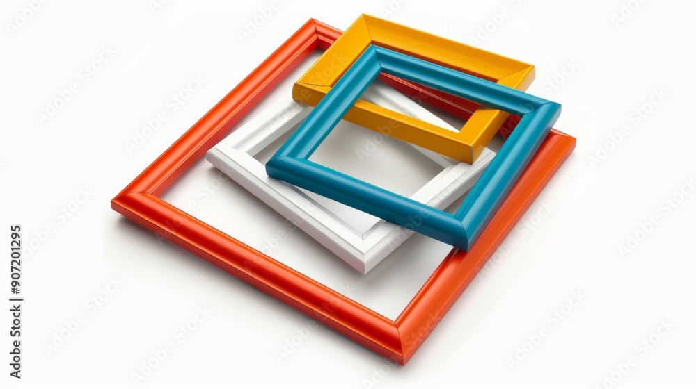A collection of four different colored picture frames A collection of four different colored picture frames