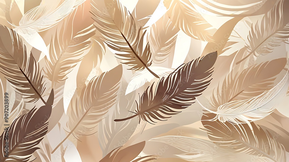 Brown and white feathers in a random pattern, suitable for backgrounds, textures, and designs with a natural and rustic feel. Brown and white feathers in a random pattern, suitable for backgrounds, textures, and designs with a natural and rustic feel.