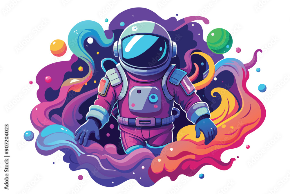 Fototapeta premium Astronaut in a Colorful Nebula