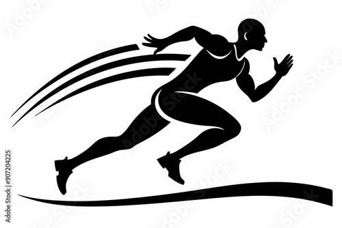 Fitness Running Silhouette Vector Line Art USA Logo Icon on White Background – Vector Illustration for Stock Images, USA Clipart, and Graphic Elements © CreativeDesigns