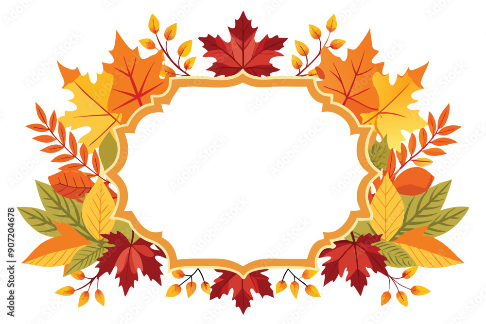 Fototapeta premium Autumn Leaves Frame with Blank Center