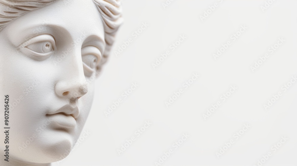 A statue of a woman with white face A statue of a woman with white face