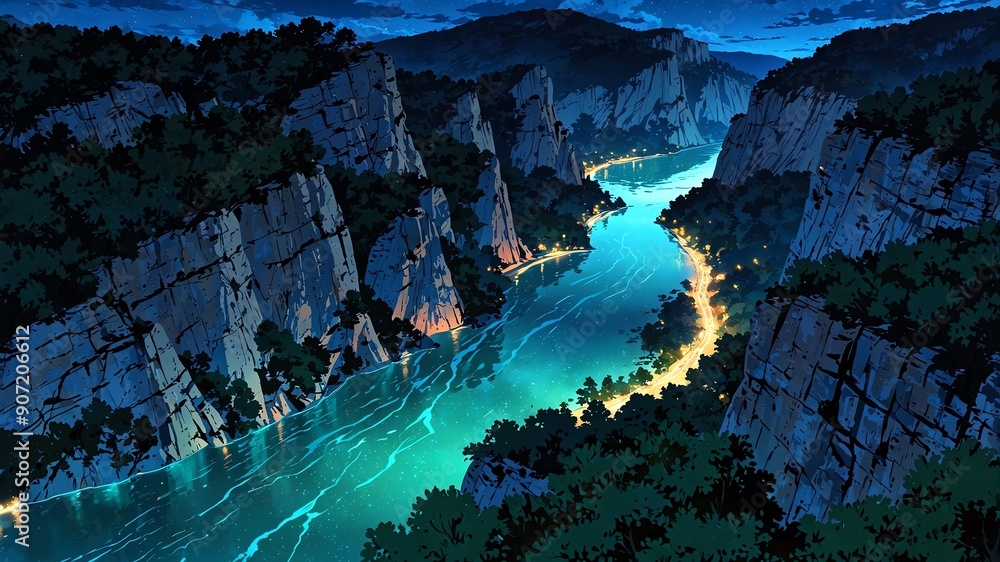 Fototapeta premium gorges du verdon france natural wonders around the world night view anime theme