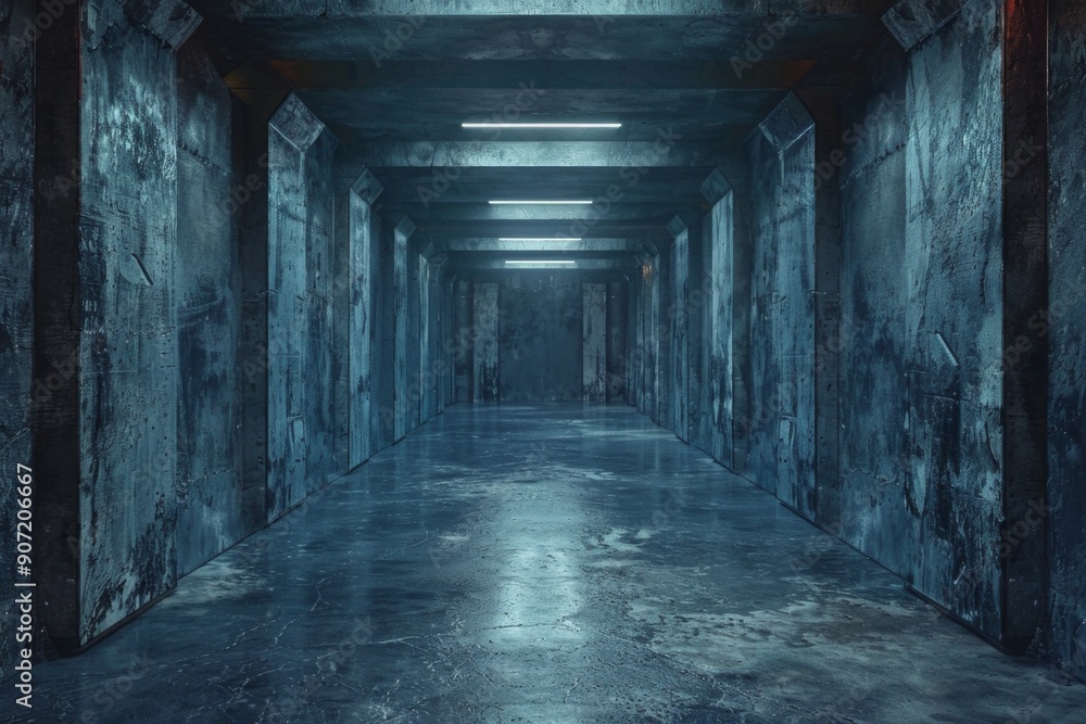 Futuristic Bunker Aesthetic: A Modern Clean Sci-Fi Cement Underground Studio with Grunge Textures, Emblematic of Dark Sci-Fi Futurism in a 3D Rendered Space Futuristic Bunker Aesthetic: A Modern Clean Sci-Fi Cement Underground Studio with Grunge Textures, Emblematic of Dark Sci-Fi Futurism in a 3D Rendered Space