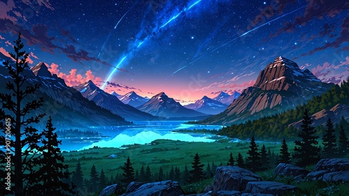 glacier national park montana usa natural wonders around the world night view anime theme