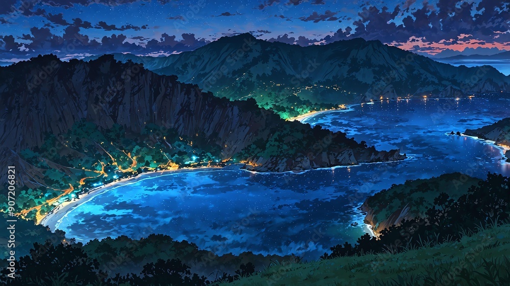 Fototapeta premium kelimutu indonesia natural wonders around the world night view anime theme