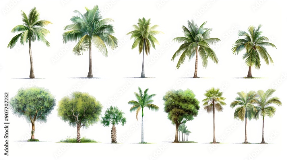 Fototapeta premium A collection of trees with different shapes and sizes