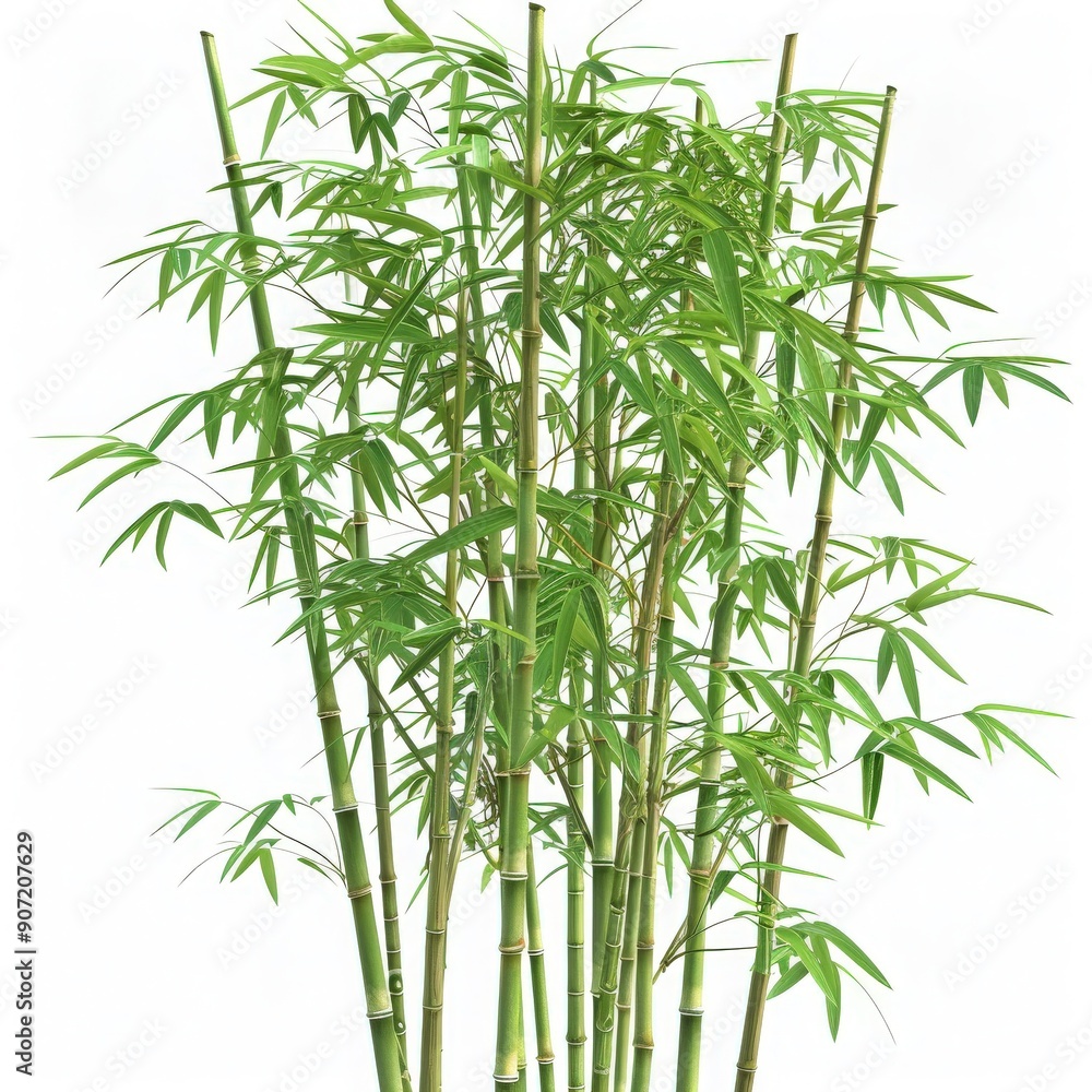 Obraz premium Lush green bamboo forest with slender stems and delicate leaves, perfect for nature-themed projects and designs.