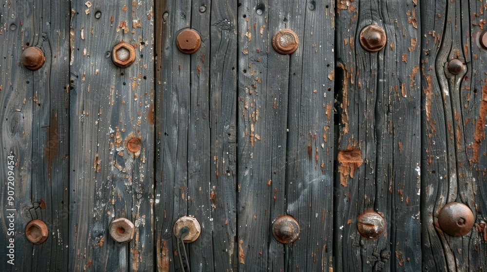 Weathered ship deck close up with aged wood grain panel fence Weathered ship deck close up with aged wood grain panel fence