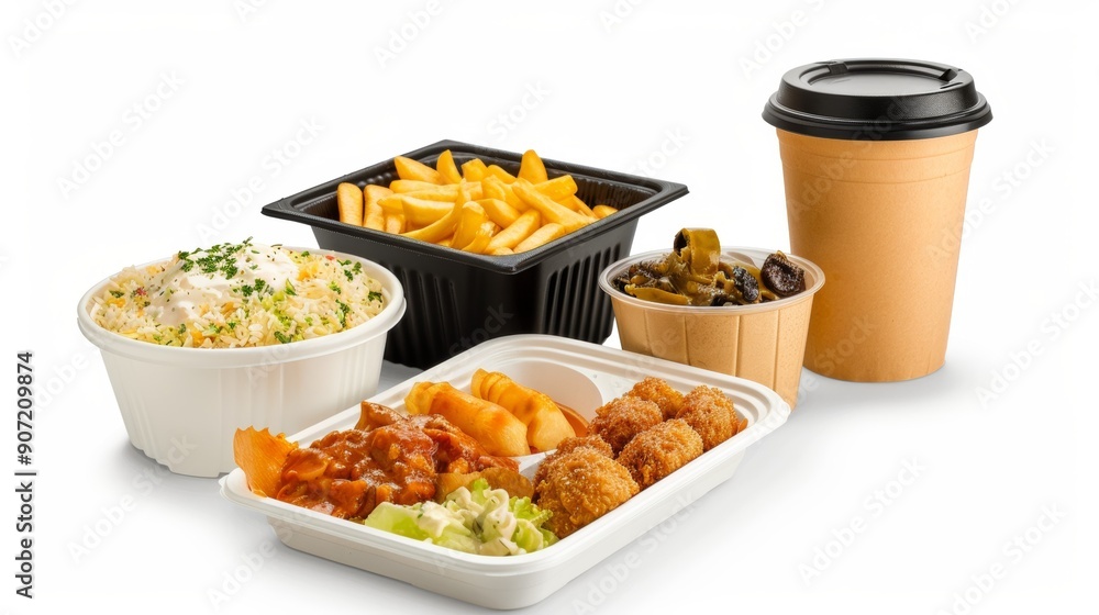 A meal with a cup of coffee on the right A meal with a cup of coffee on the right