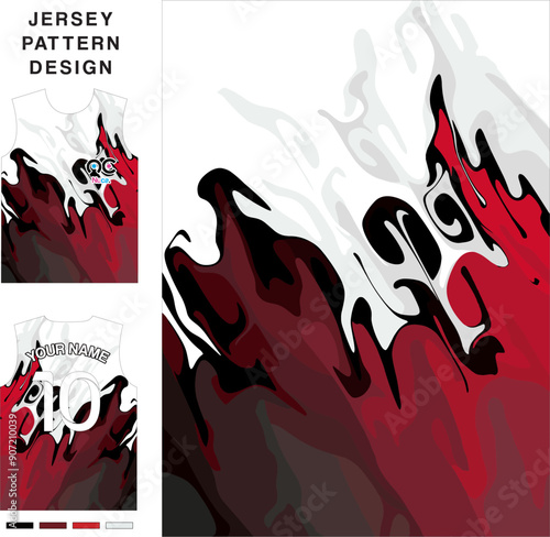 Abstract fire concept vector jersey pattern template for printing or sublimation sports uniforms football volleyball basketball e-sports cycling and fishing Free Vector.