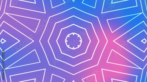 Pink and blue gradient backgrounds with kaleidoscope mandala animation, suitable for technology, wallpapers, and futuristic themed design projects.