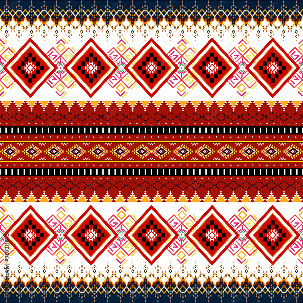 The pattern in the image can be described as a “Geometric Tribal Fabric Pattern”. This name reflects the intricate geometric designs and traditional textile style. The pattern in the image can be described as a “Geometric Tribal Fabric Pattern”. This name reflects the intricate geometric designs and traditional textile style.