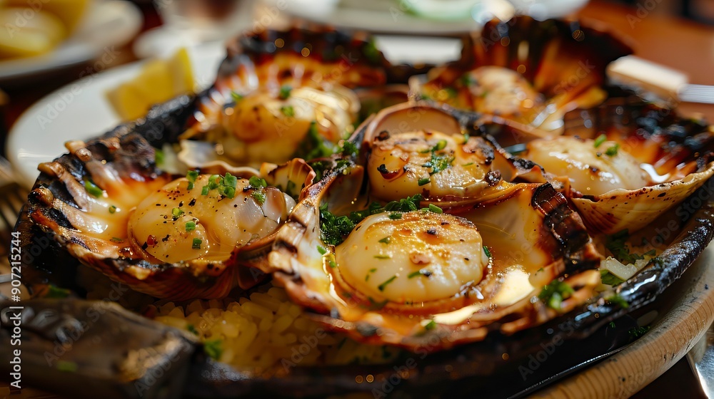 Fototapeta premium Food Searved in a big ostiones shell