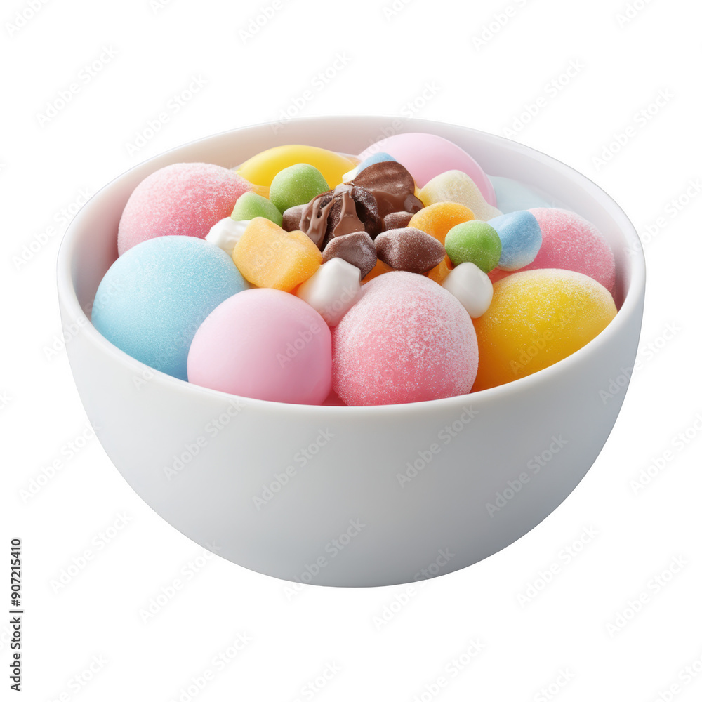 Bowl Of Mochi Ice Cream With Floating Toppings On Transparent Png Background For Creative Dessert Advertisements . Generative ai Bowl Of Mochi Ice Cream With Floating Toppings On Transparent Png Background For Creative Dessert Advertisements . Generative ai