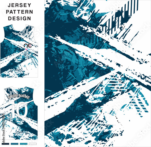 Abstract grunge concept vector jersey pattern template for printing or sublimation sports uniforms football volleyball basketball e-sports cycling and fishing Free Vector.