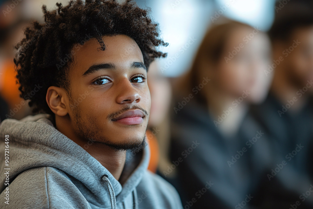 Photograph of a Teen Being Educated About Fentanyl Risks: In a classroom or community center. Photograph of a Teen Being Educated About Fentanyl Risks: In a classroom or community center.