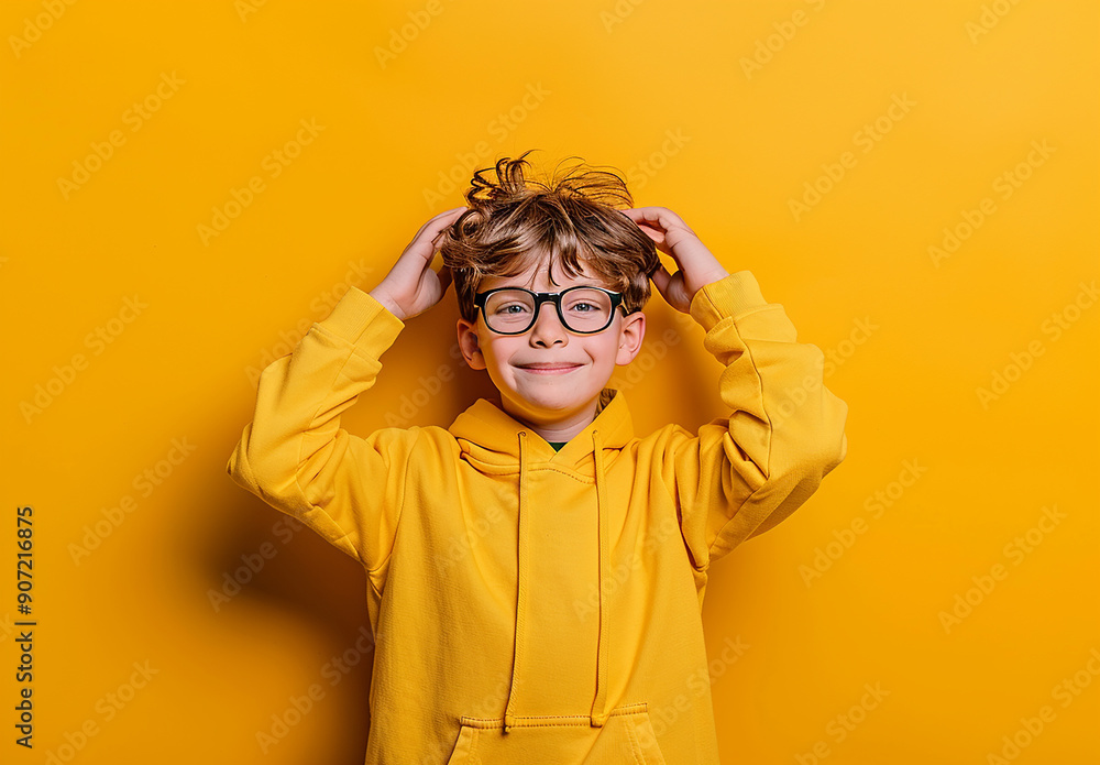 Portrait of a little curly boy in glasses on a bright green background. Little scientist, inventor, researcher, physicist, mathematician.
Important information
Release information: Signed model releas Portrait of a little curly boy in glasses on a bright green background. Little scientist, inventor, researcher, physicist, mathematician.
Important information
Release information: Signed model releas