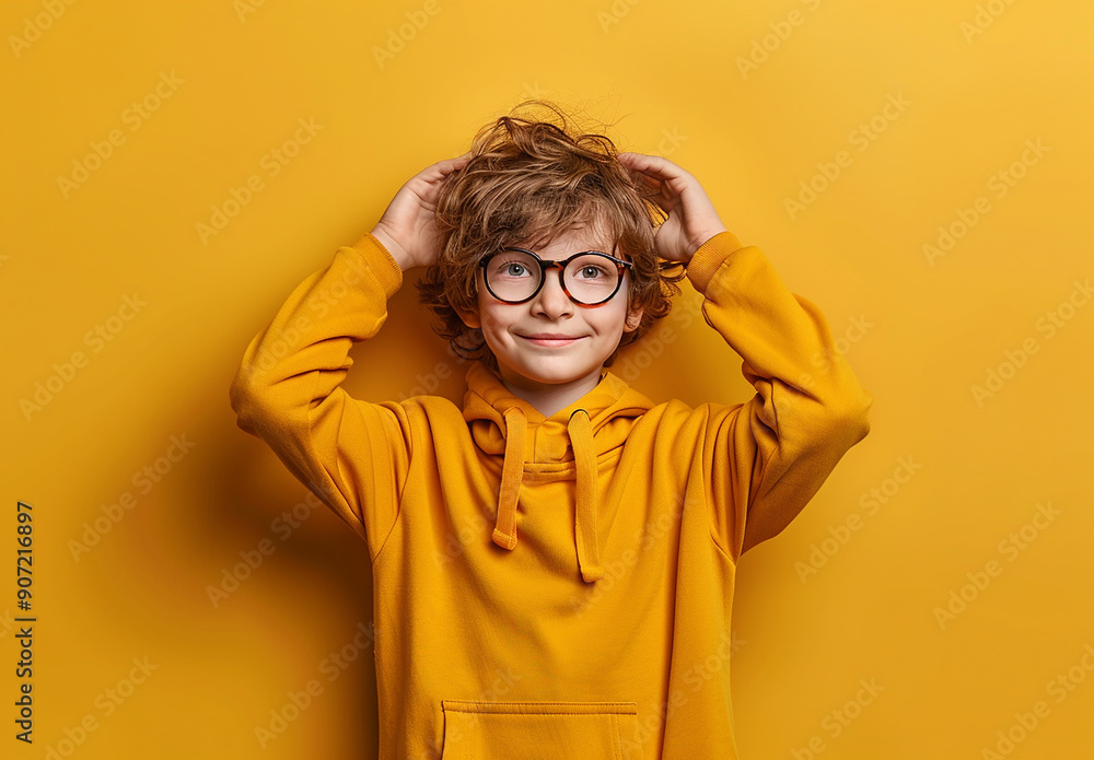 Portrait of a little curly boy in glasses on a bright green background. Little scientist, inventor, researcher, physicist, mathematician.
Important information
Release information: Signed model releas Portrait of a little curly boy in glasses on a bright green background. Little scientist, inventor, researcher, physicist, mathematician.
Important information
Release information: Signed model releas