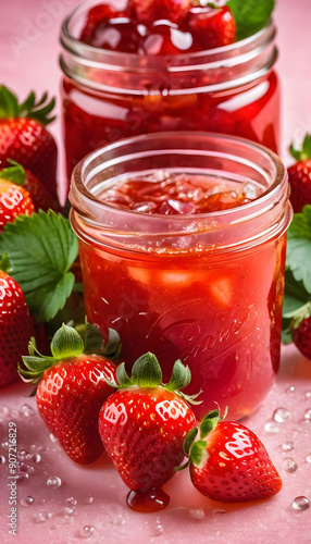 Wallpaper Mural strawberry jam in a glass jar Torontodigital.ca