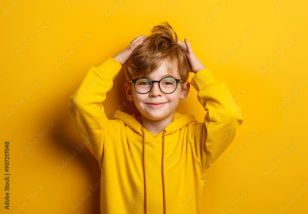Portrait of a little curly boy in glasses on a bright green background. Little scientist, inventor, researcher, physicist, mathematician.
Important information
Release information: Signed model releas Portrait of a little curly boy in glasses on a bright green background. Little scientist, inventor, researcher, physicist, mathematician.
Important information
Release information: Signed model releas