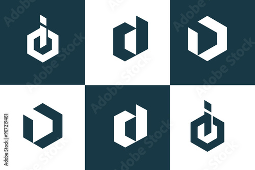 Set of abstract letter d letters D logo design inspiration. minimalist abstract letter logos