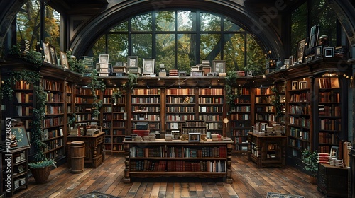 Rustic and Cozy Vintage Bookstore with Shelves of Old Literary Treasures