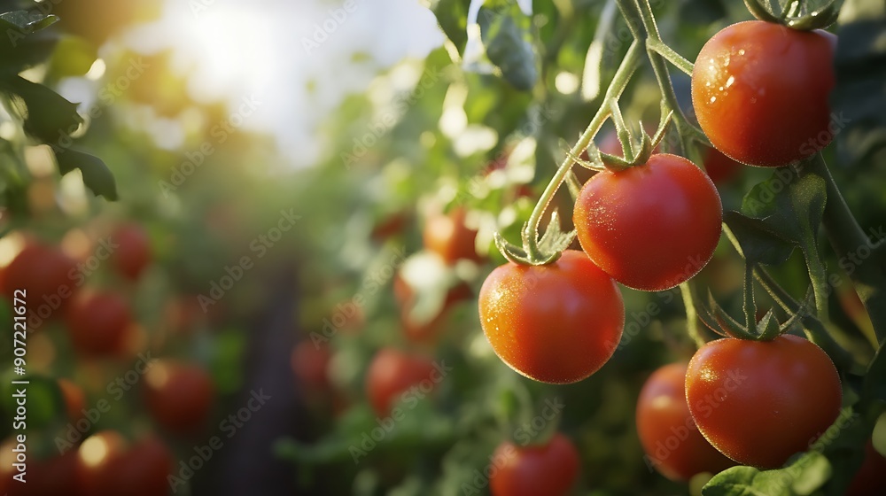 A vibrant tomato field bursting with attractive, Generative AI A vibrant tomato field bursting with attractive, Generative AI