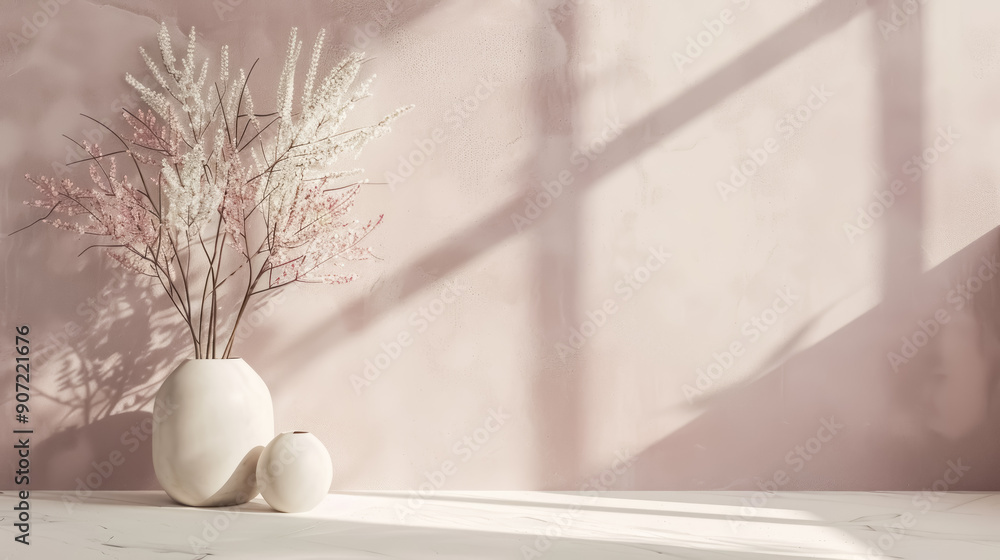 minimalist home decor with pink flowers in a white vase minimalist home decor with pink flowers in a white vase