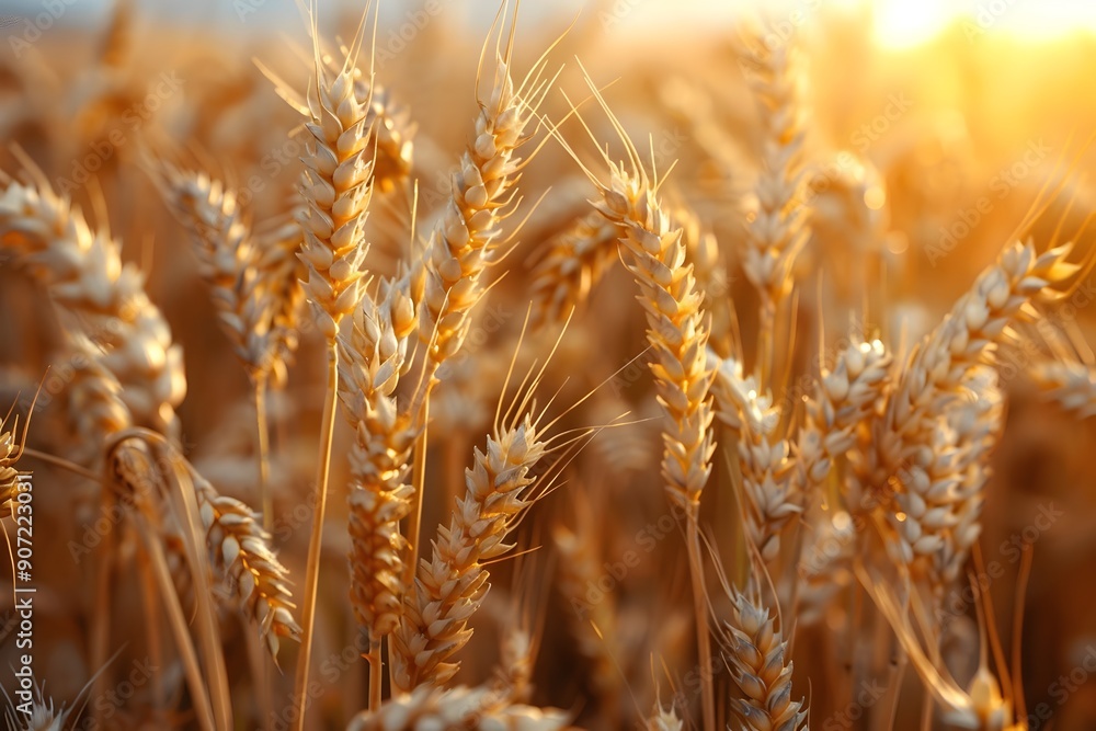 Stunning golden wheat field in the idyllic countryside,scenic rural landscape with thriving crop harvest Stunning golden wheat field in the idyllic countryside,scenic rural landscape with thriving crop harvest