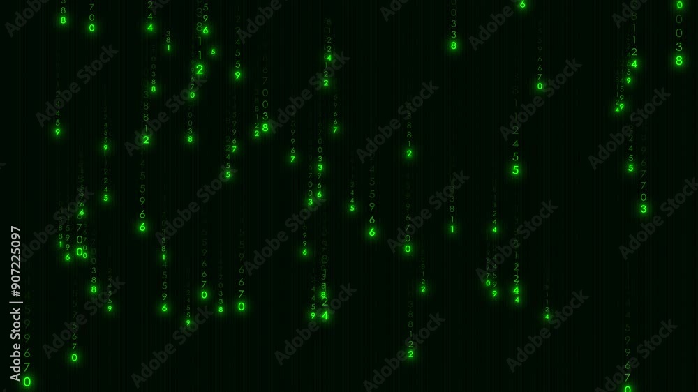 background rain of numbers Matrix cyber hacker animated rain of glowing green digital numbers and falling matrix code numbers Secure cyber technology background rain of numbers Matrix cyber hacker animated rain of glowing green digital numbers and falling matrix code numbers Secure cyber technology