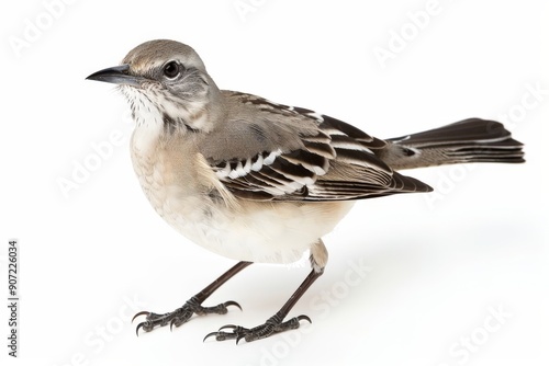 mockingbird isolated white background photo