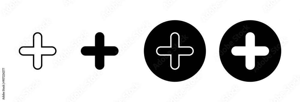 Obraz premium Plus Icon vector isolated on white background. Add plus icon. Addition sign. Medical Plus icon