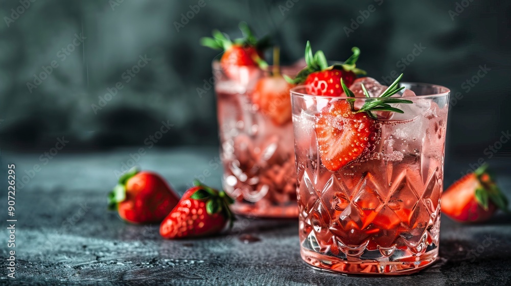 Straberry cocktails with gin and tonic Straberry cocktails with gin and tonic