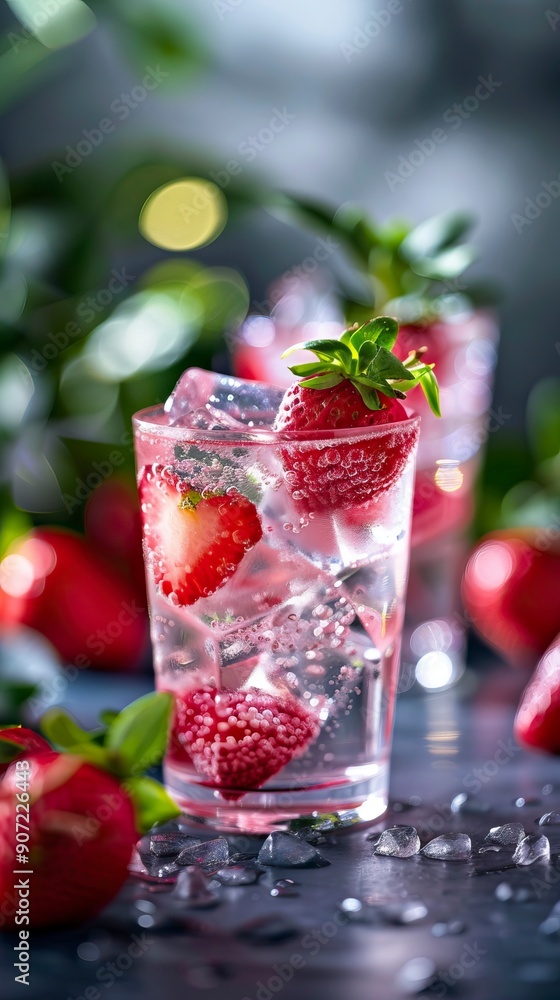 Straberry cocktails with gin and tonic Straberry cocktails with gin and tonic