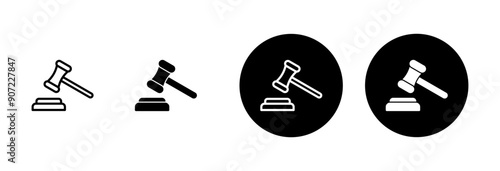 Gavel icon vector isolated on white background. Hammer icon vector. Judge Gavel Auction Icon Vector. Bid