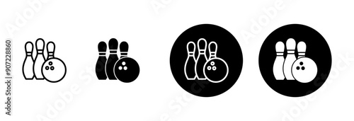Bowling game Pin Icon vector isolated on white background. Bowling icon, ball and pin