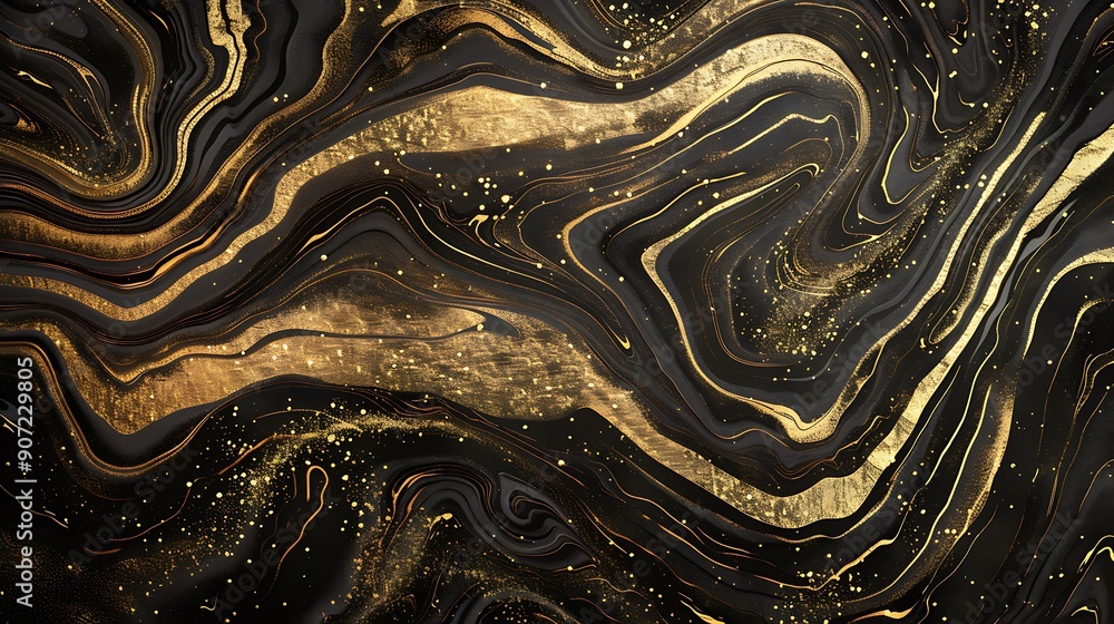 Abstract Black and Gold Liquid Swirls Abstract Black and Gold Liquid Swirls