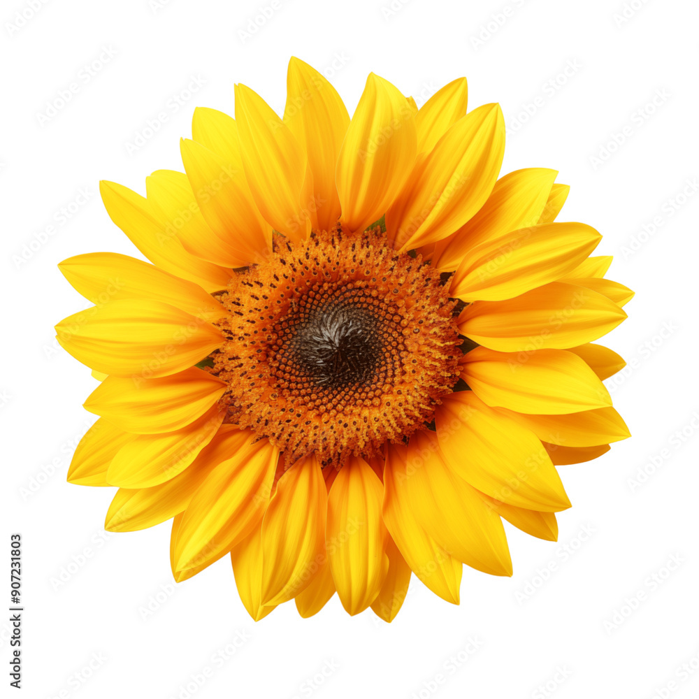 Fototapeta premium Bright Yellow Sunflower Bloom Isolated On Transparent Background