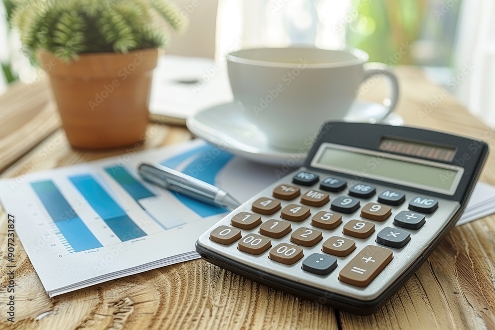 Calculator and Charts on a Wooden Table Calculator and Charts on a Wooden Table
