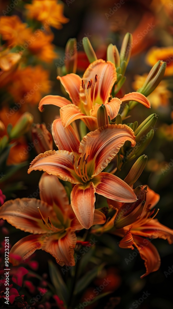 Obraz premium Flowers Buffed Lilies, Orange Day Lilies 