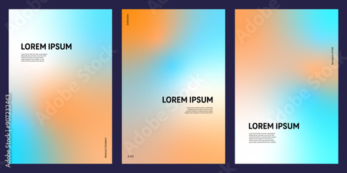 Abstract background set with orange turquoise gradient and copy space for poster, website, card and cover design