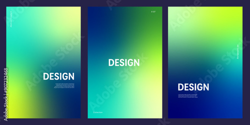 Vibrant gradient background set in yellow, green, blues hues and copy space for posters, banners, covers and placards design