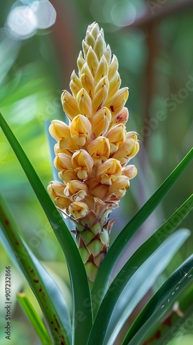 Fragrant Screwpine flower (Pandanus fascicularis, Pandanus odorifer, Pandanus tectorius) with nature background photo